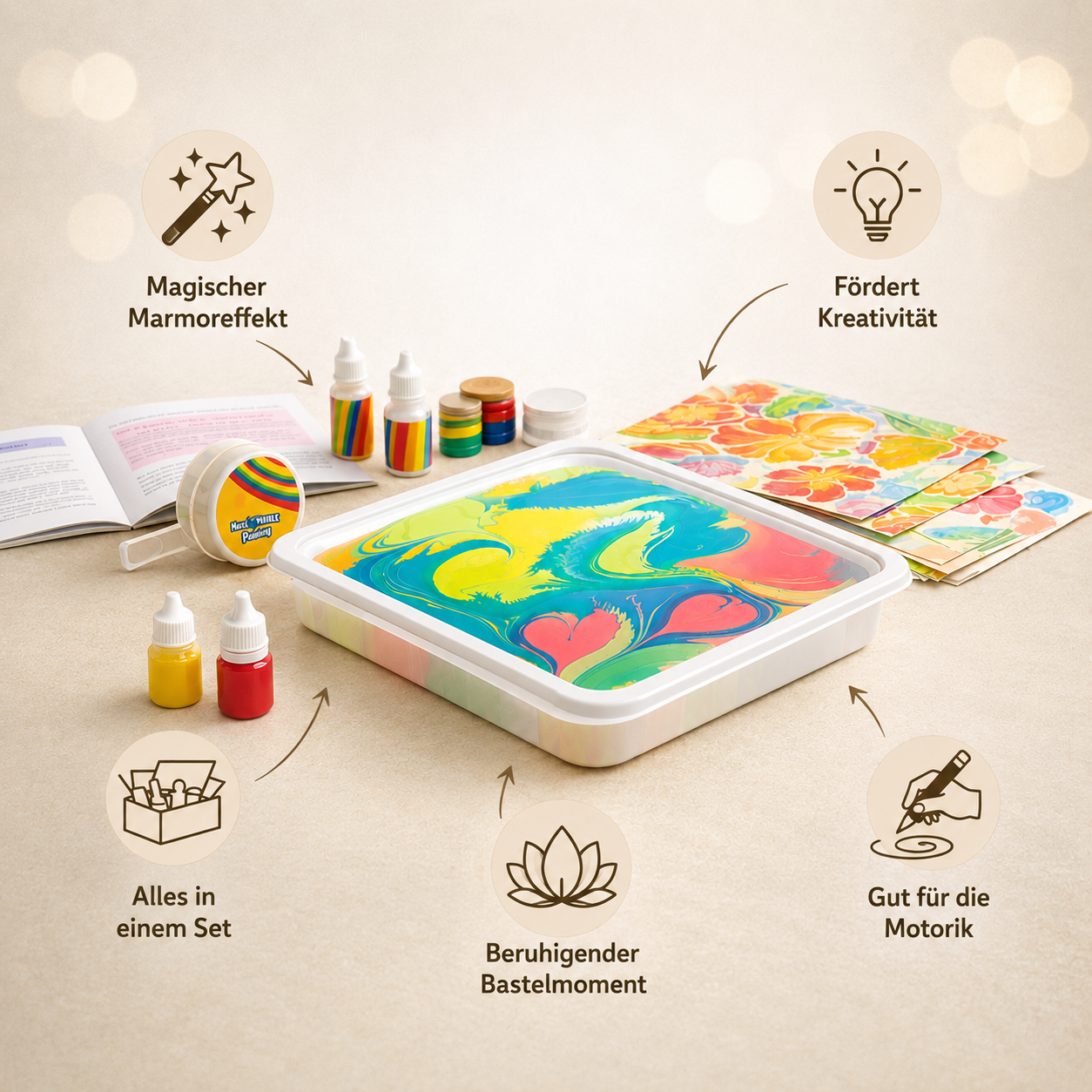 MagicMarble® Kreatives Marmor Wasserfarben Set