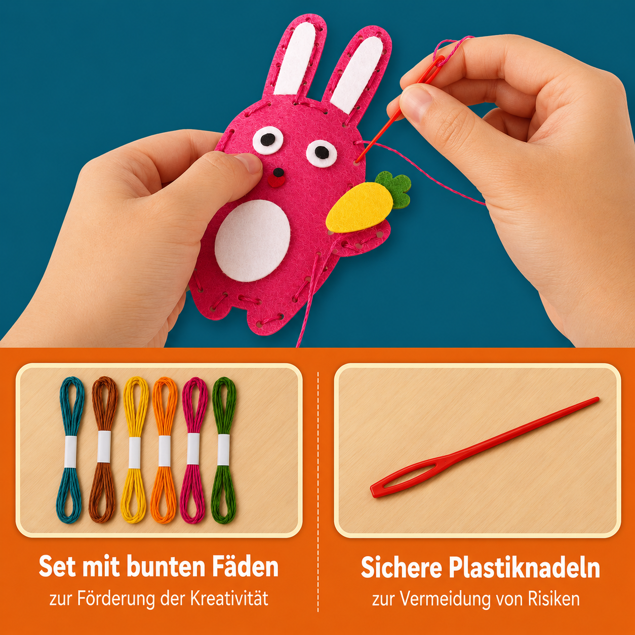 TinyThreads® Nähset mit Tieren für Kinder