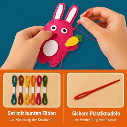 TinyThreads® Nähset mit Tieren für Kinder