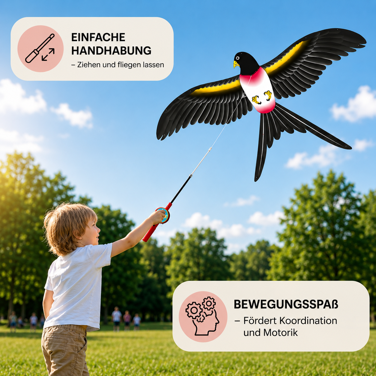 WingUp® Drachen mit flatternden Flügeln für Kinder