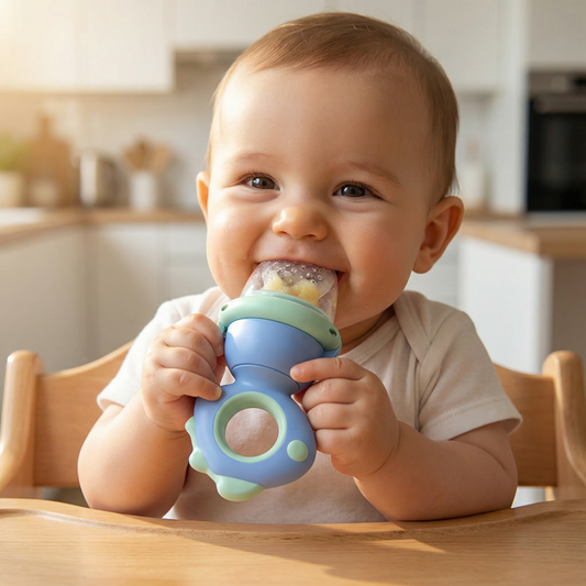 NibblePop – Baby im Hochstuhl mit dem Fruchtsauger