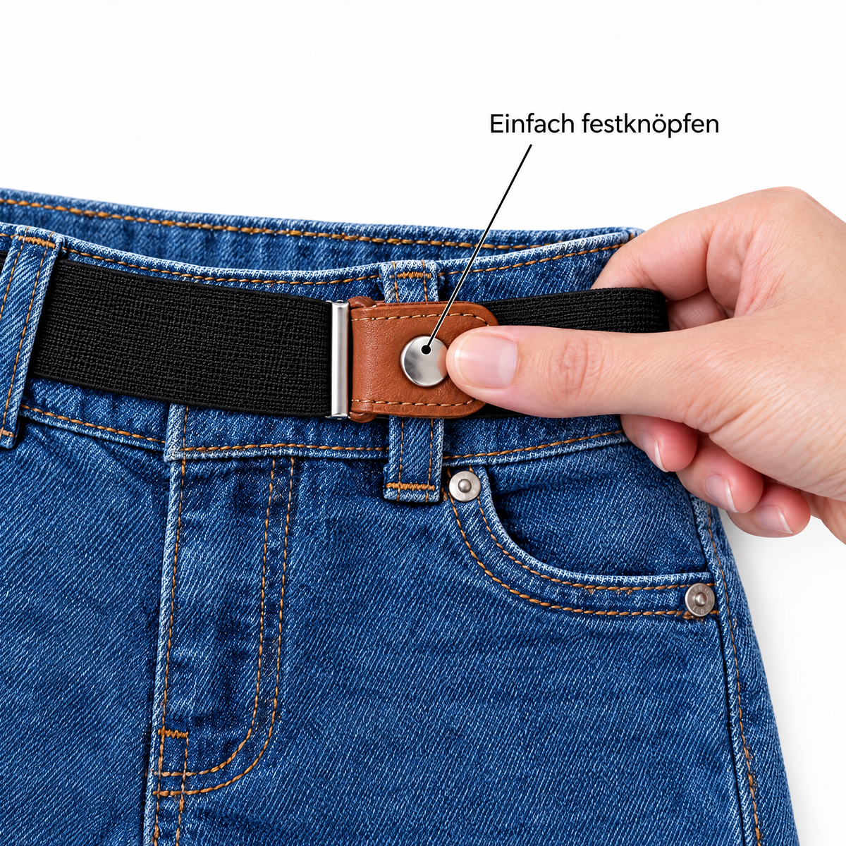 SelfFit einfach an der Gürtelschlaufe festknöpfen