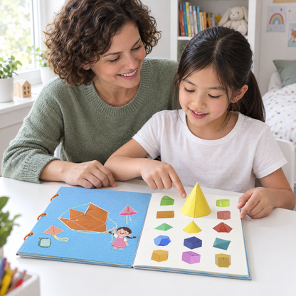 GeoQuest Geometrie Lernbuch – Mama und Tochter entdecken Formen