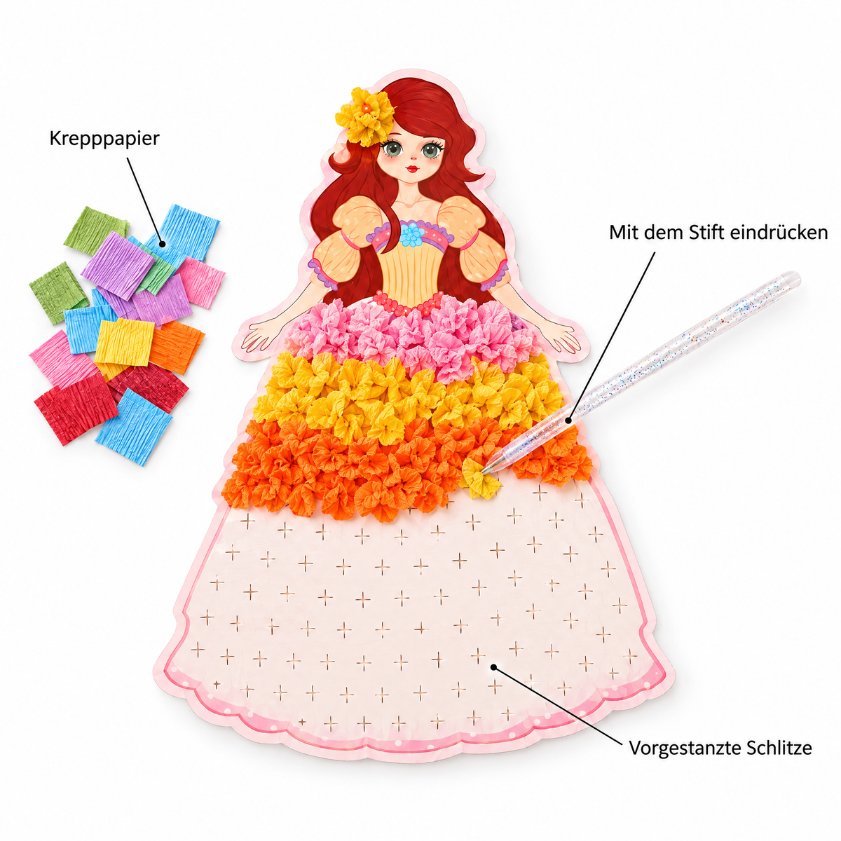 LumiDress – Krepppapier mit dem Stift eindrücken