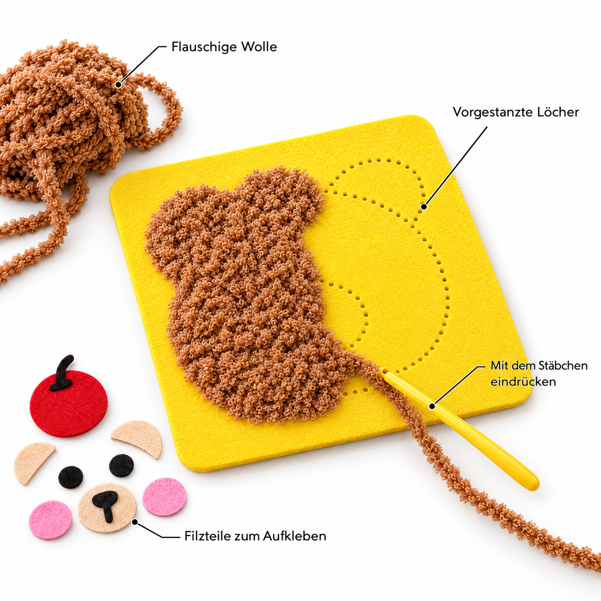 FluffyLoop – Wolle mit dem Stäbchen eindrücken