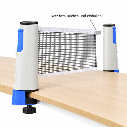 PlayPong Netz herausziehen und einhaken