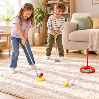 MiniSwing Golfset im Wohnzimmer