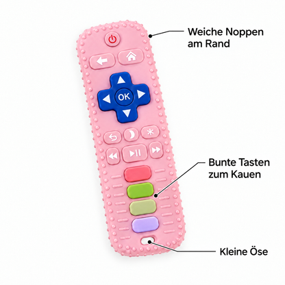 ClickChew – weiche Noppen am Rand, bunte Tasten zum Kauen, kleine Öse