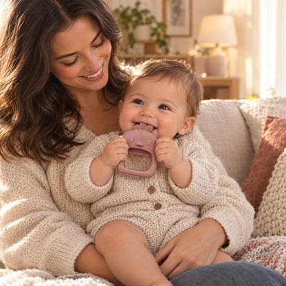 PeepBite – Baby auf Mamas Schoß mit dem Beißring