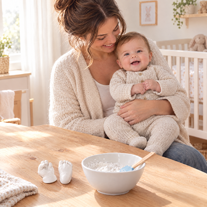 TinyTrace Abformset – Mama mit Baby und fertigen Abgüssen