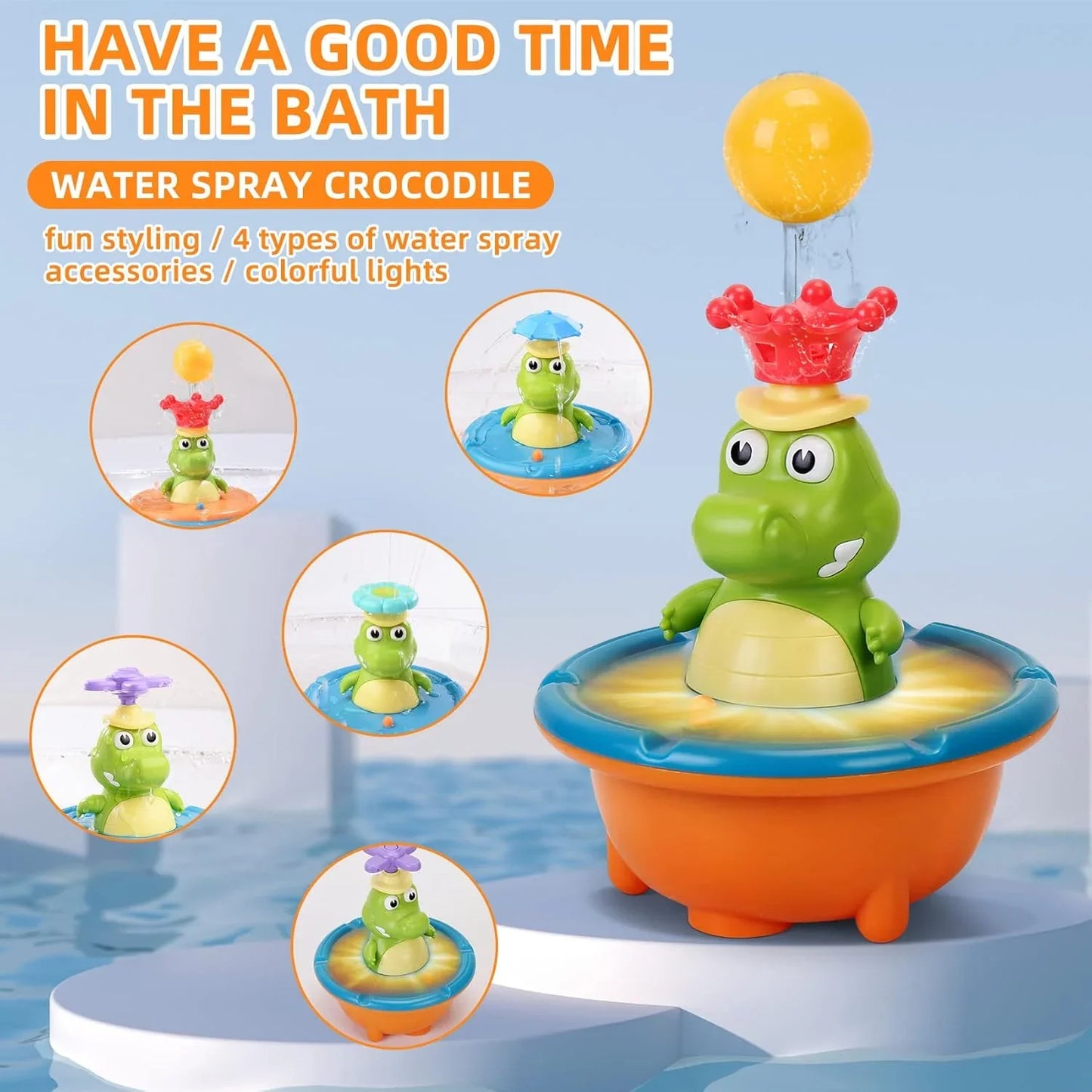 CrocoGlow® Fröhlicher Krokodil Badbrunnen