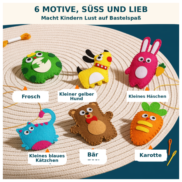 TinyThreads® Nähset mit Tieren für Kinder