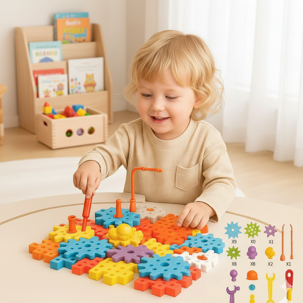 SpinBricks® Montessori 3D Zahnrad und Puzzle Bausteine