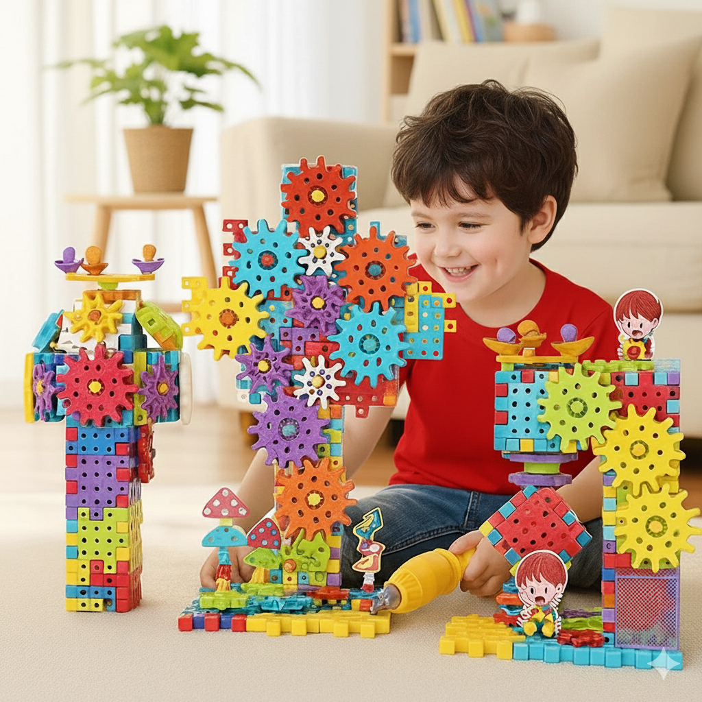 SpinBricks® Montessori 3D Zahnrad und Puzzle Bausteine